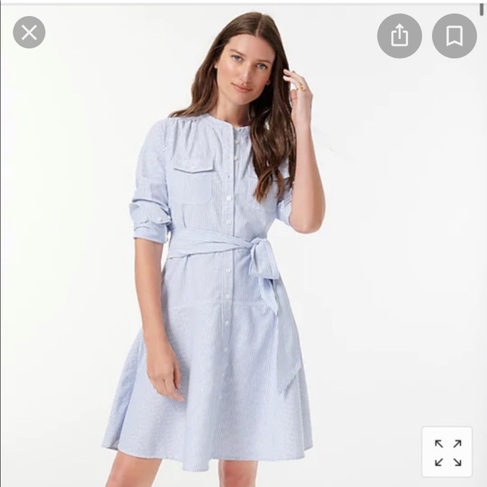 J. Crew Oxford Cotton A-line Shirtdress - Blue and White Stripe